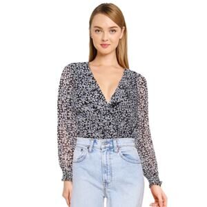 Abercrombie & Fitch Floral Long Sleeve V‑Neck Bodysuit Size M – Elegant Staple